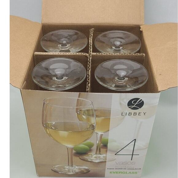 Libbey Everglass 15oz Wine Glass Set of 4 New Open Box - Picture 4 of 4